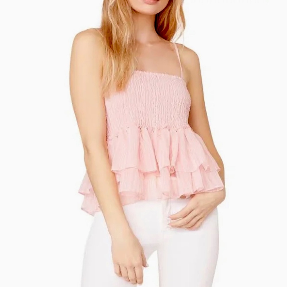 BB DAKOTA Smock Signals Blouse Pink Size Medium